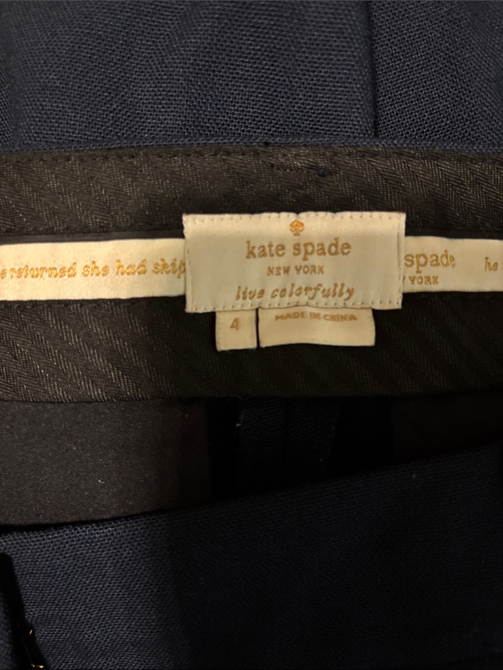 kate spade Navy Dress Pants with Black Side Stripe - Picture 2 of 7